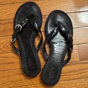 LOFT Black Croc-Embossed Women's Sandals